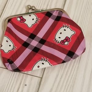 Hello Kitty Red Plaid Coin Bag New last one